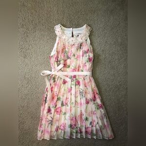 Xtraordinary Pink Floral Pleated Kids Dress